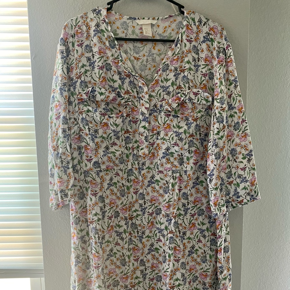 Floral 3/4 Sleeve Swing Dress